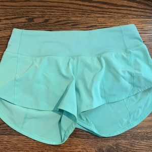 Teal limited edition Lululemon Run Speed Up Shorts (2.5 inch) SIZE 2